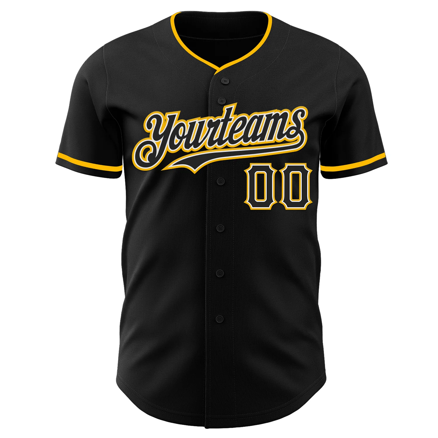 Custom Black White-Gold Authentic Baseball Jersey