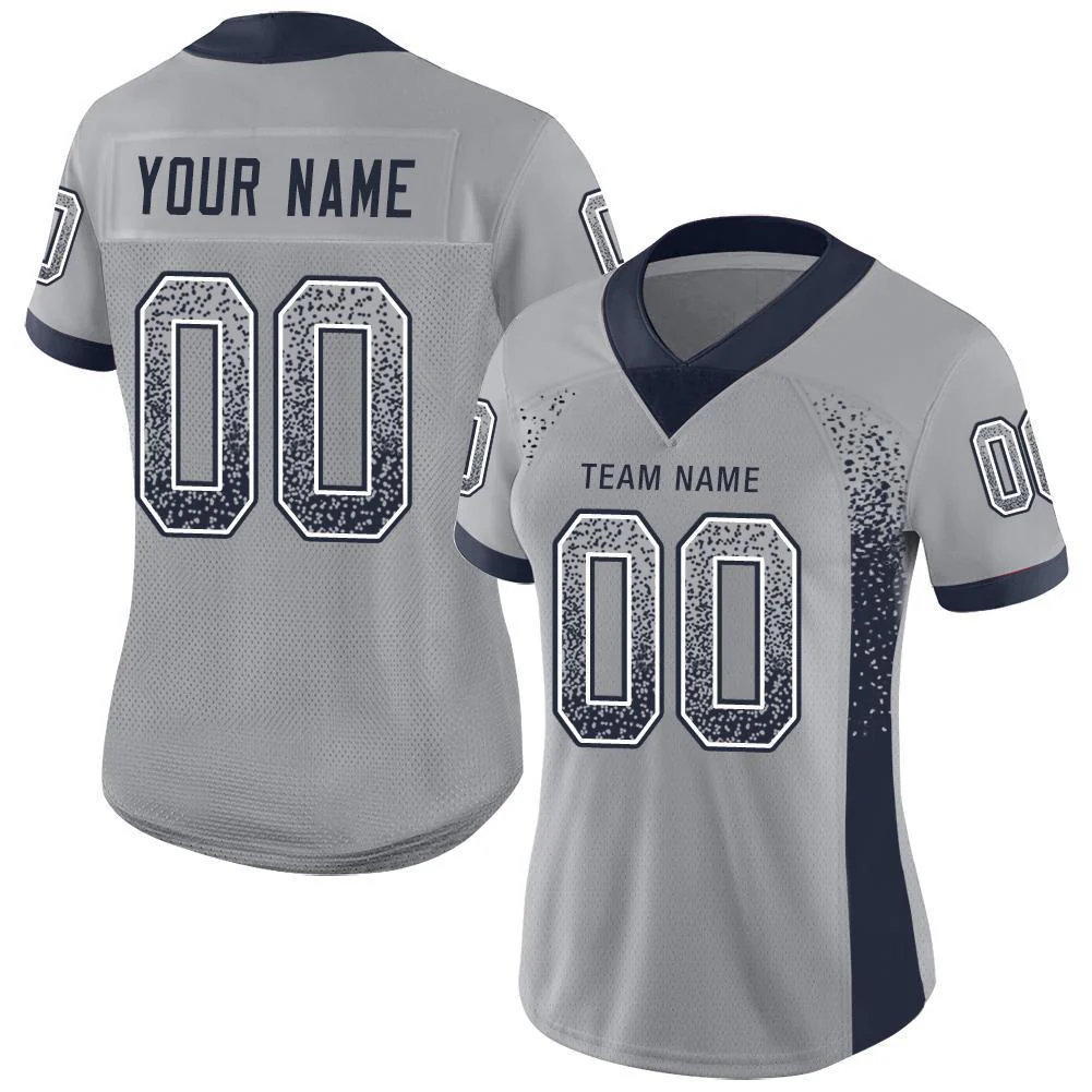 Custom Light Gray Navy-White Drift Fashion Football Jersey