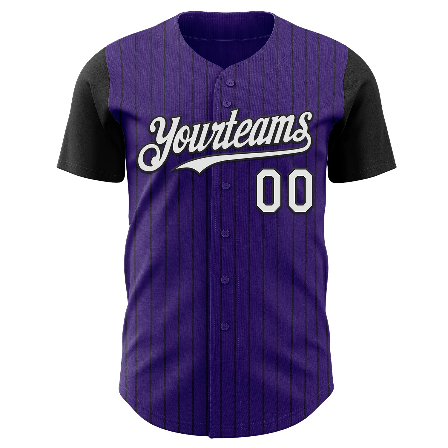 Custom Purple Black Pinstripe White Authentic Two Tone Baseball Jersey