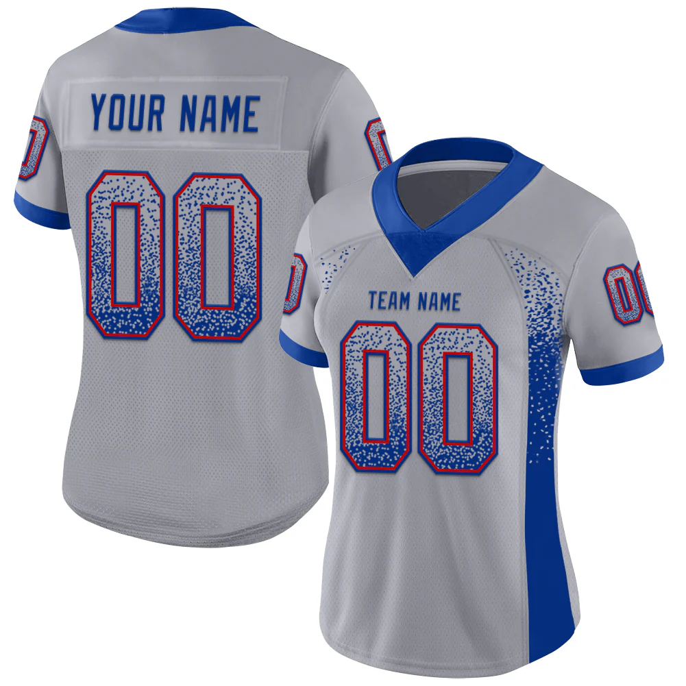 Custom Gray Royal-Red Drift Fashion Football Jersey