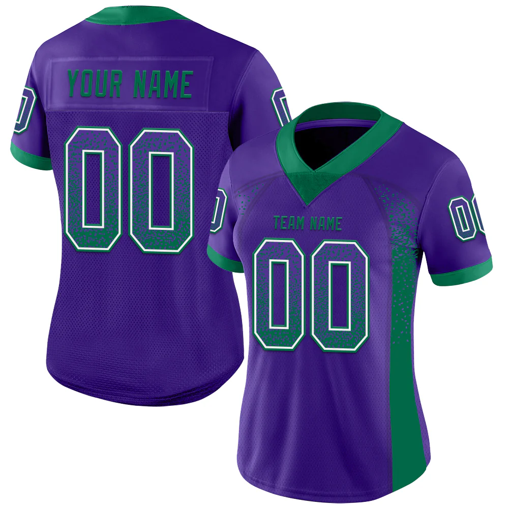 Custom Purple Kelly Green-White Drift Fashion Football Jersey