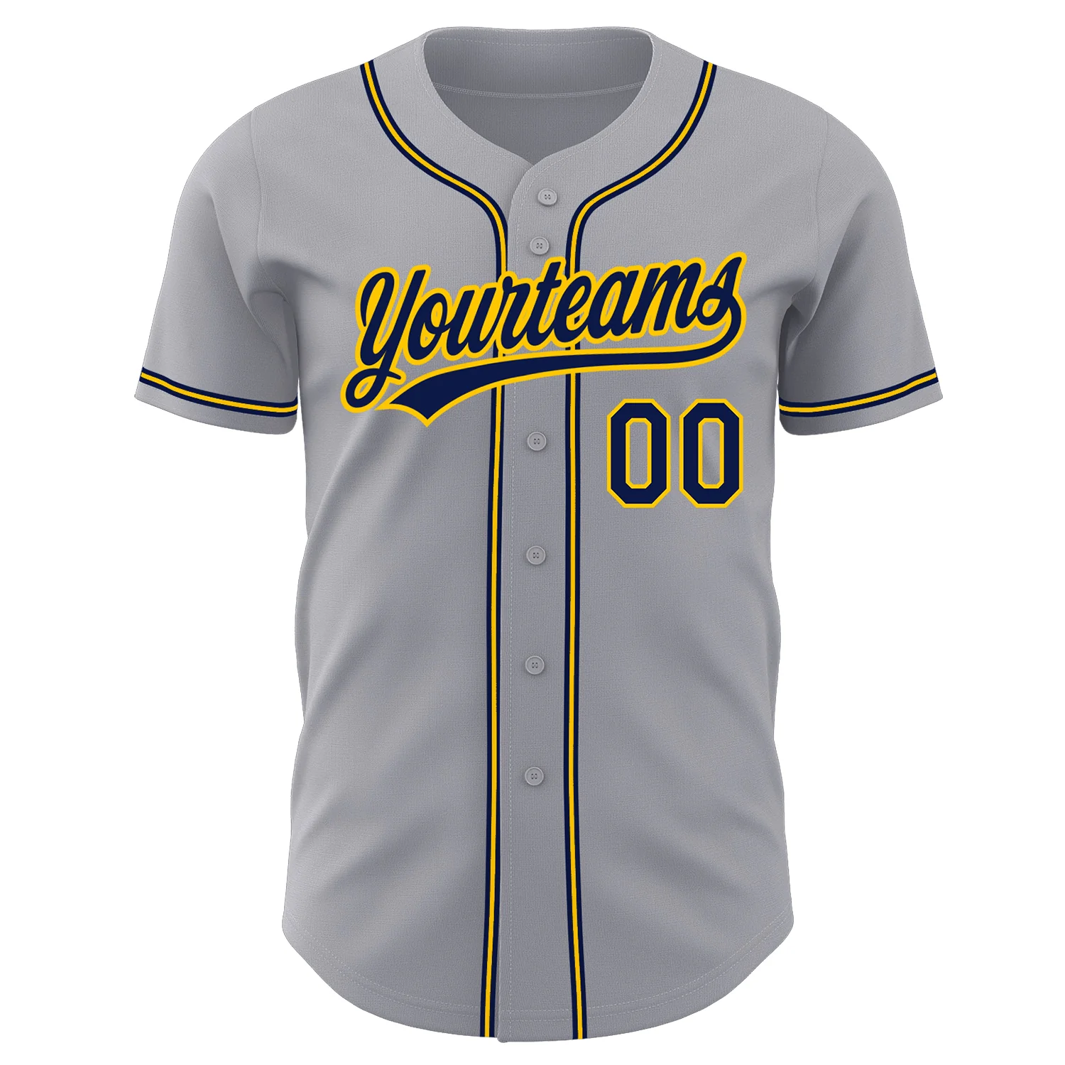 Custom Gray Navy-Gold Authentic Baseball Jersey
