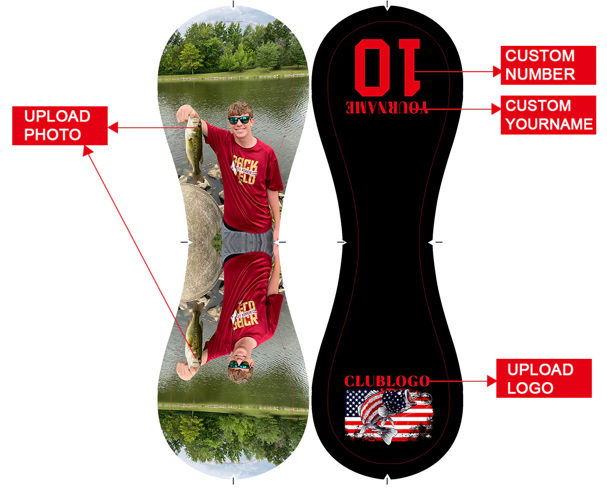 Personalized Black American Flag Fishing Photo Baseballs