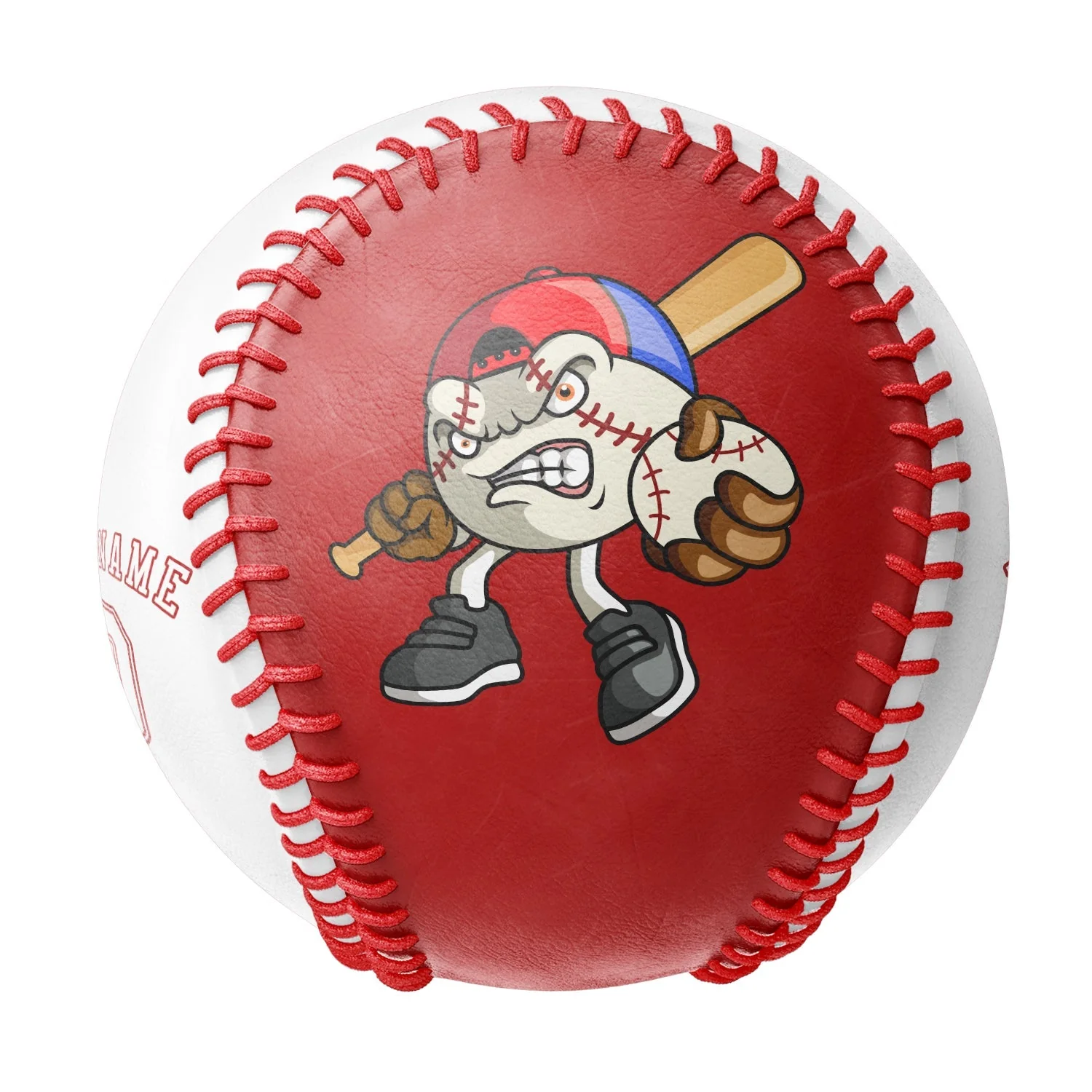 Personalized Red White Half Leather White Authentic Baseballs