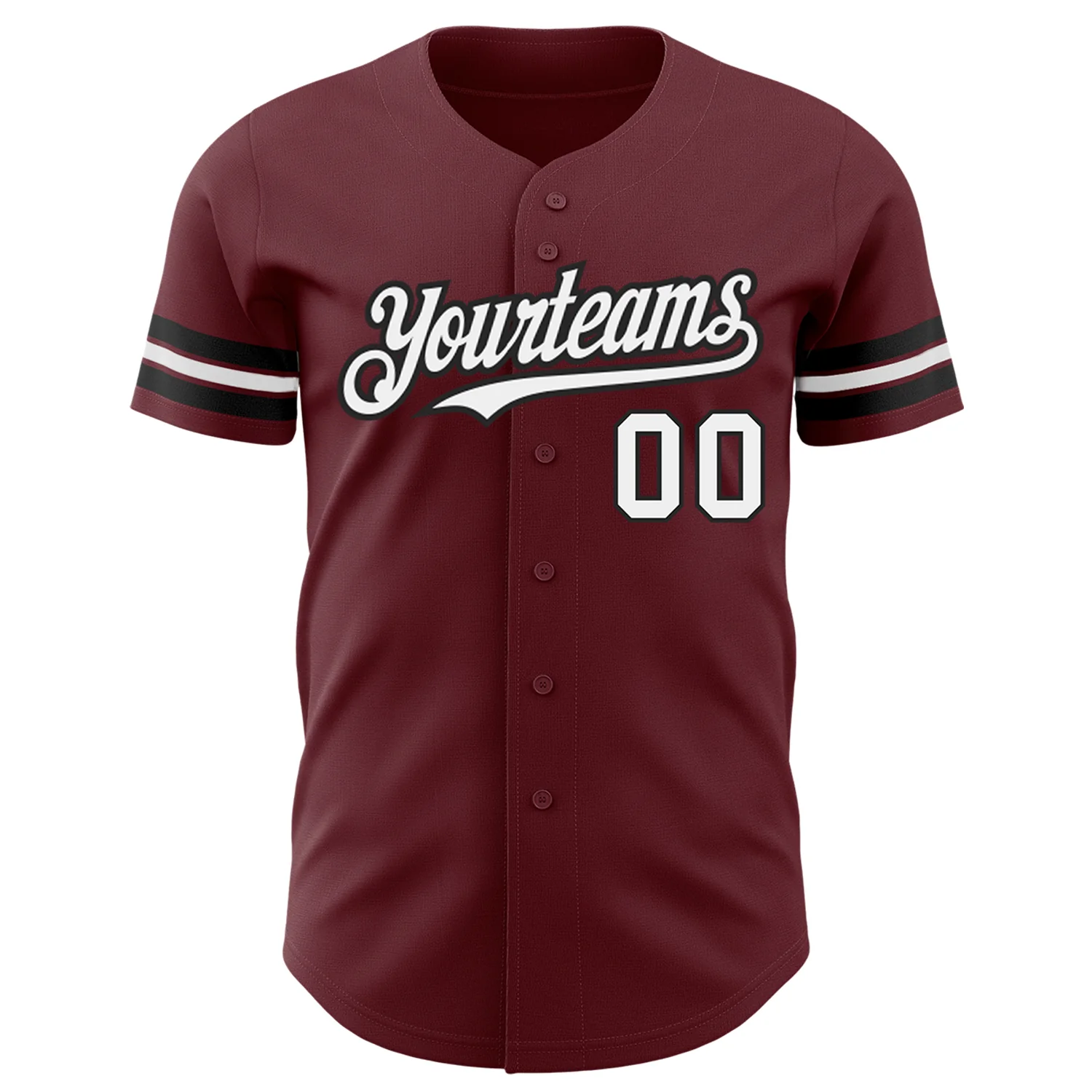 Custom Burgundy White-Black Authentic Baseball Jersey