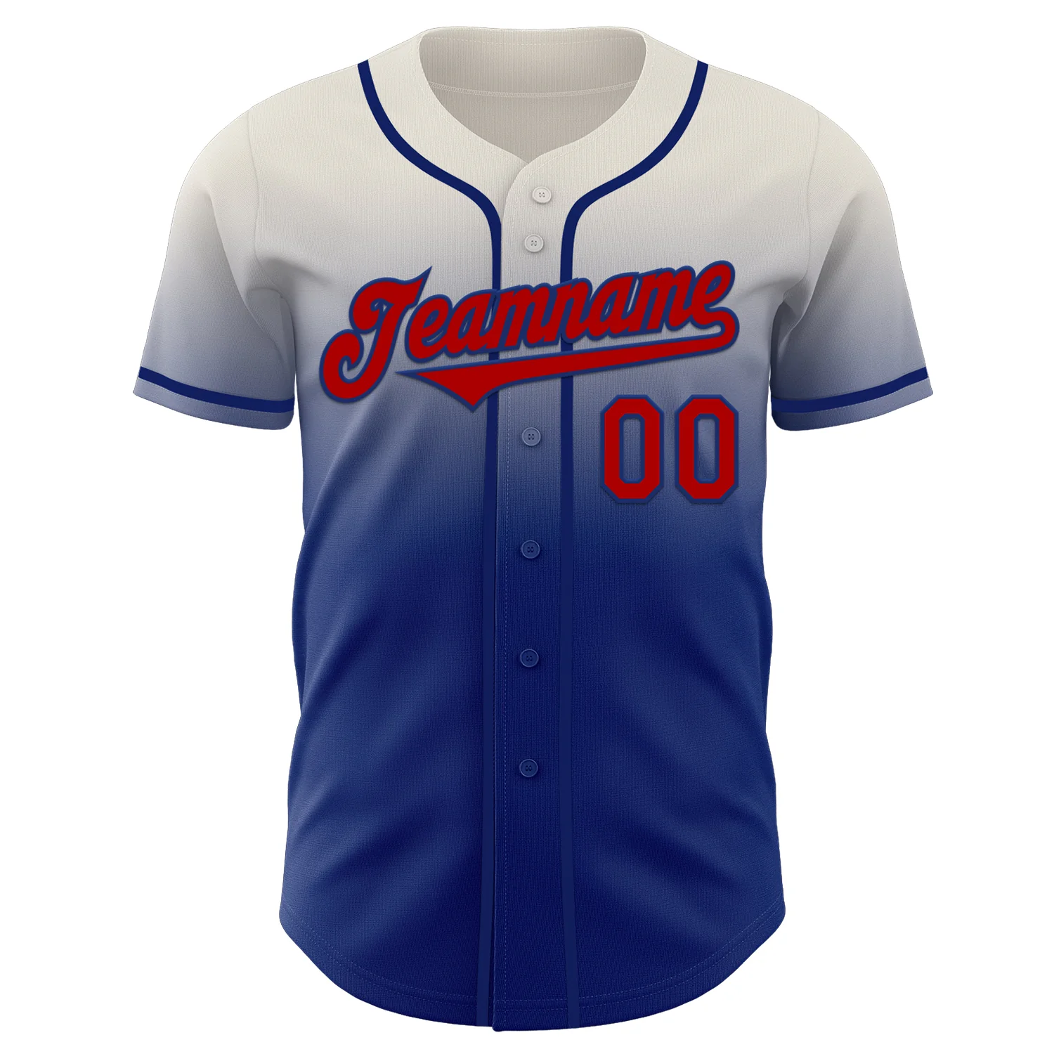 Custom Cream Red-Royal Authentic Fade Fashion Baseball Jersey
