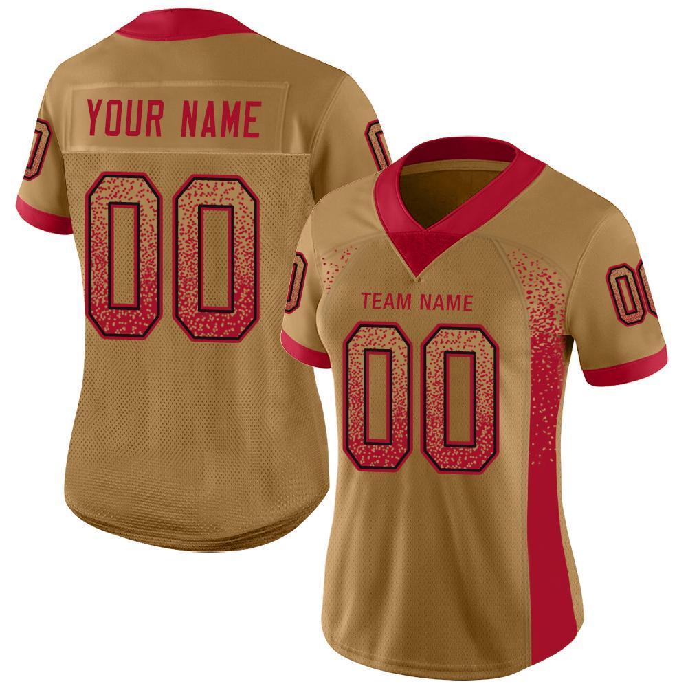 Custom Old Gold Red-Black Drift Fashion Football Jersey