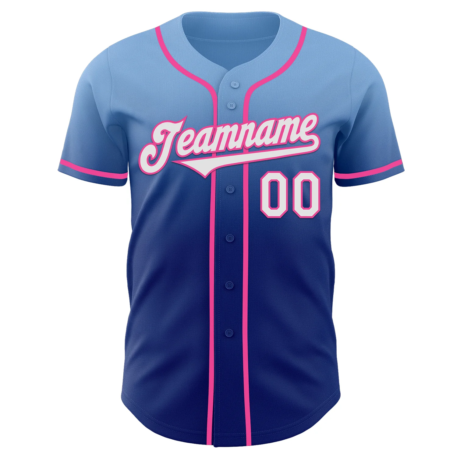 Custom Light Blue White Royal-Pink Authentic Fade Fashion Baseball Jersey