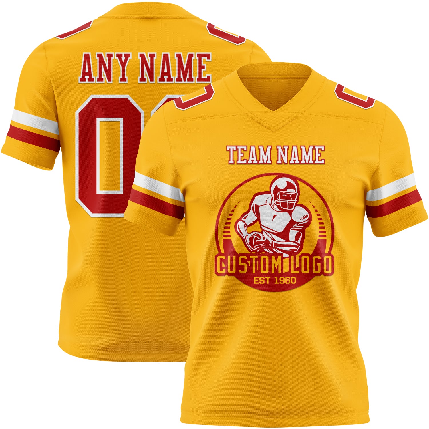 Custom Gold Red-White Authentic Football Jersey