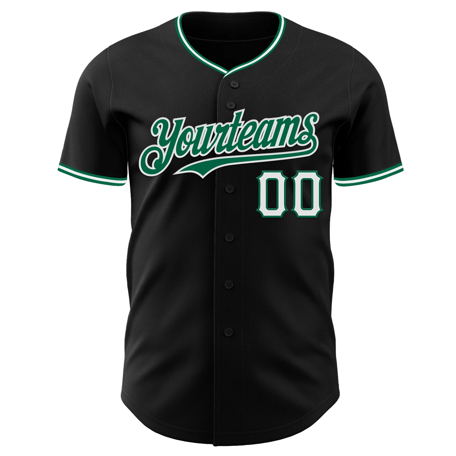 Custom Black Kelly Green-White Authentic Baseball Jersey