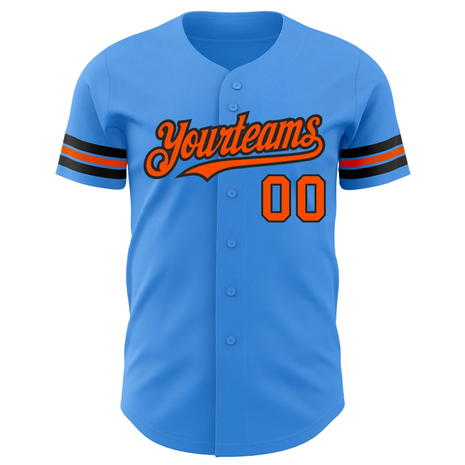 Custom Electric Blue Orange-Black Authentic Baseball Jersey