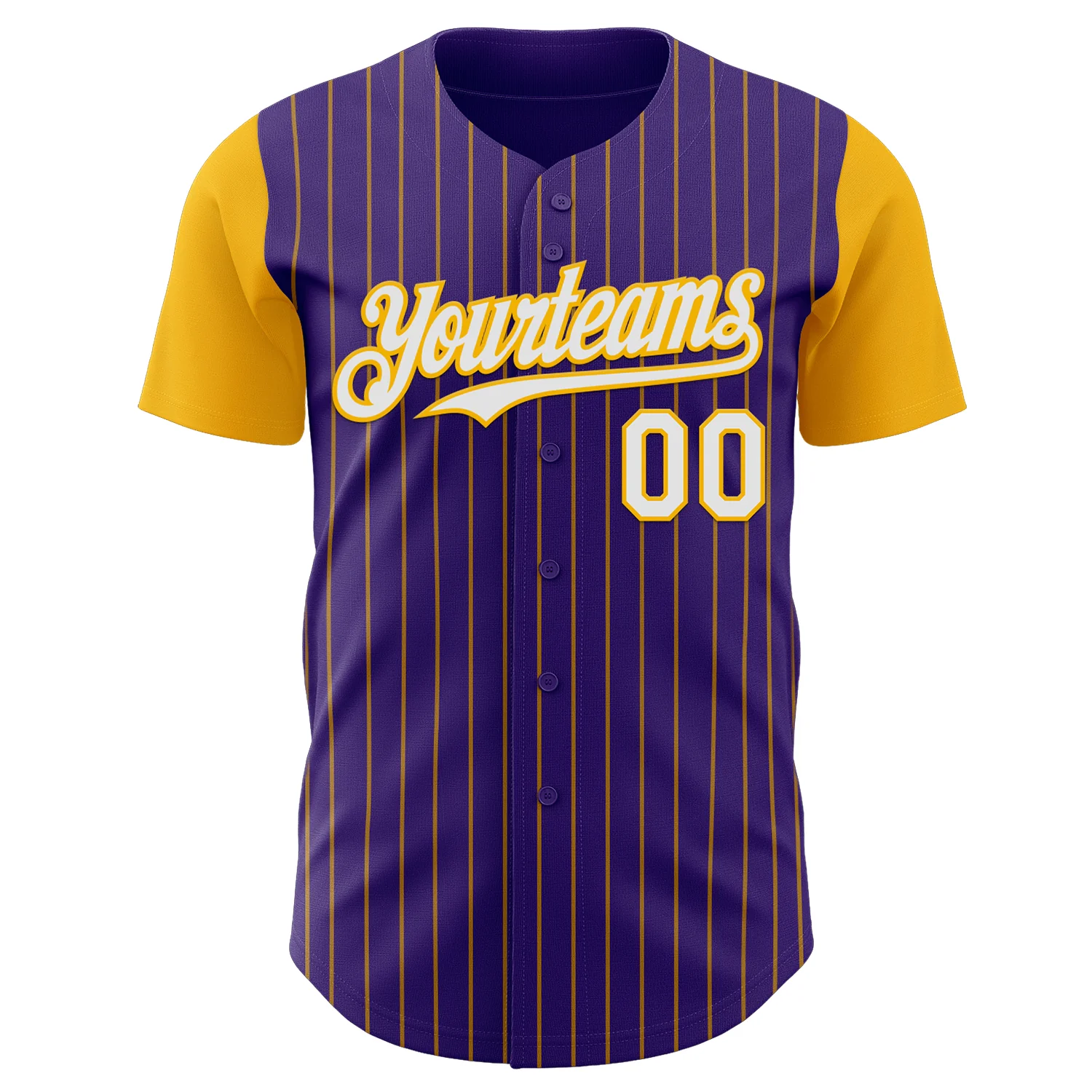 Custom Purple Gold Pinstripe White Authentic Two Tone Baseball Jersey