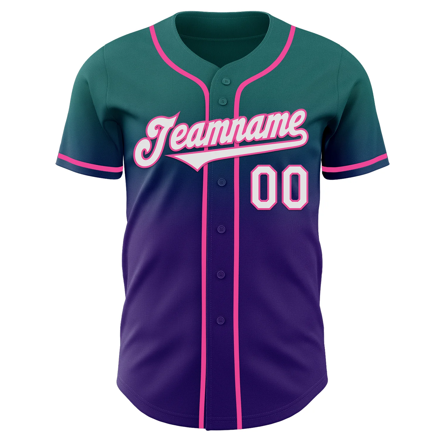 Custom Teal White Purple-Pink Authentic Fade Fashion Baseball Jersey