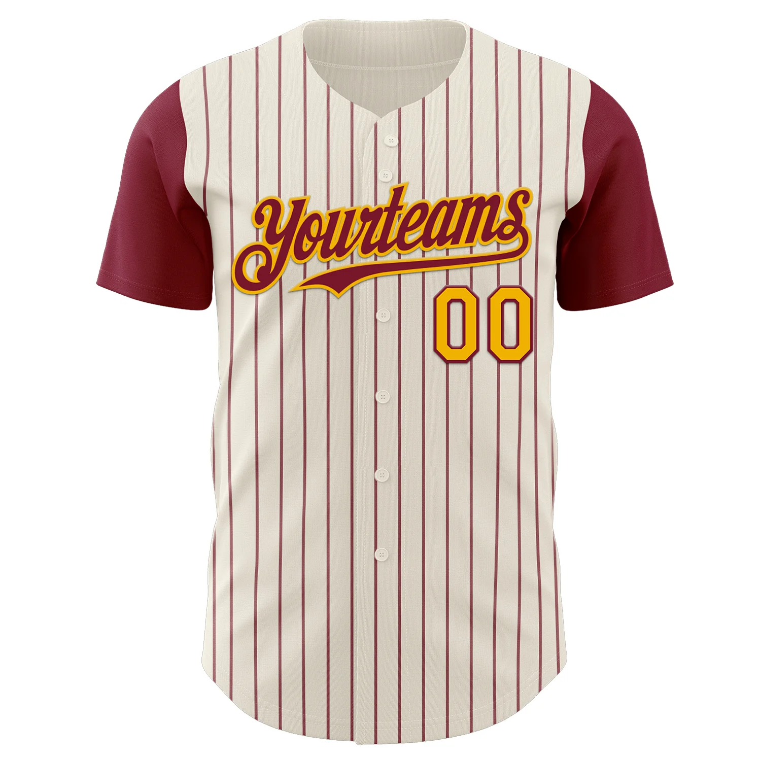 Custom Cream Crimson Pinstripe Gold Authentic Two Tone Baseball Jersey