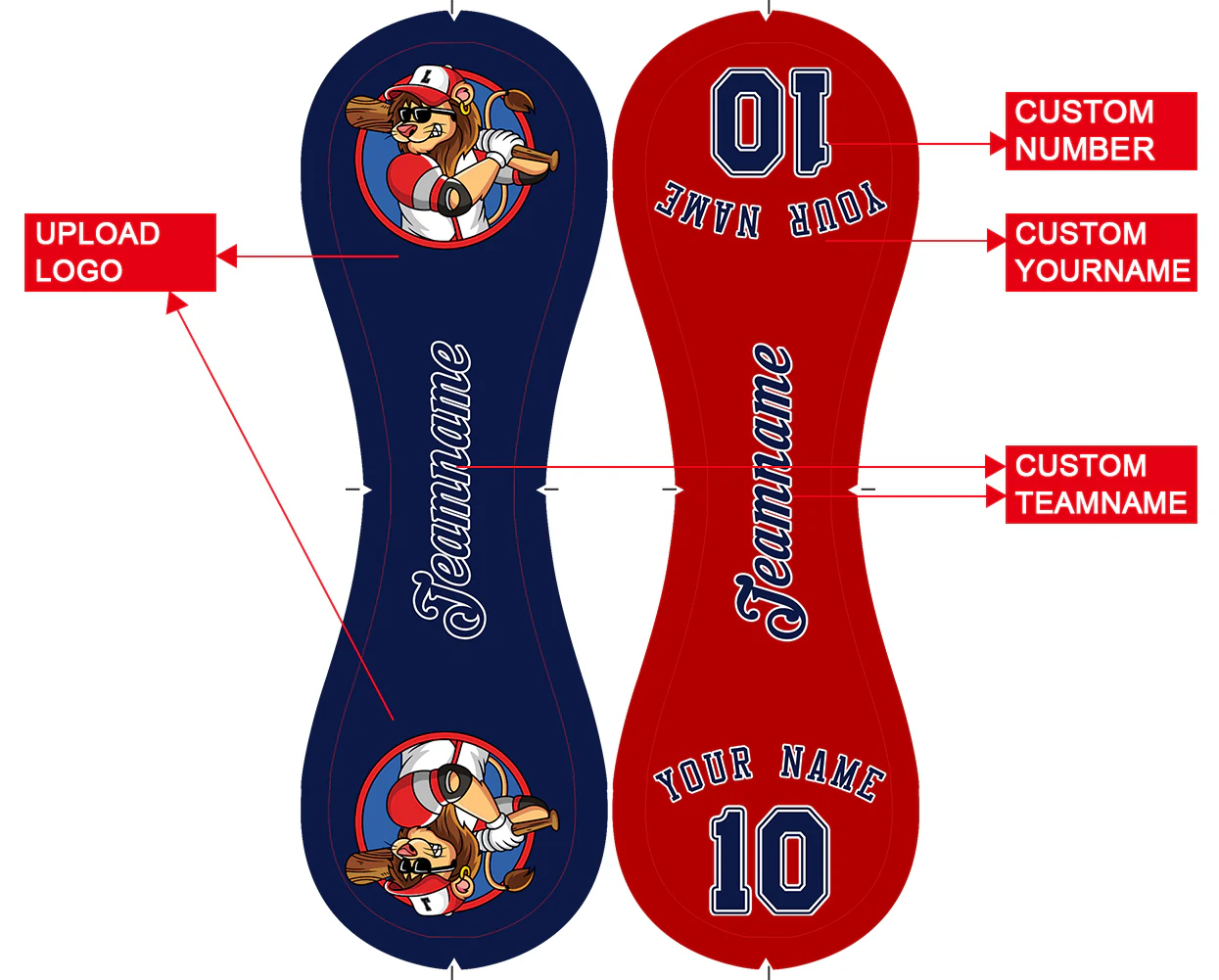 Personalized Navy Red Half Leather Navy Authentic Baseballs