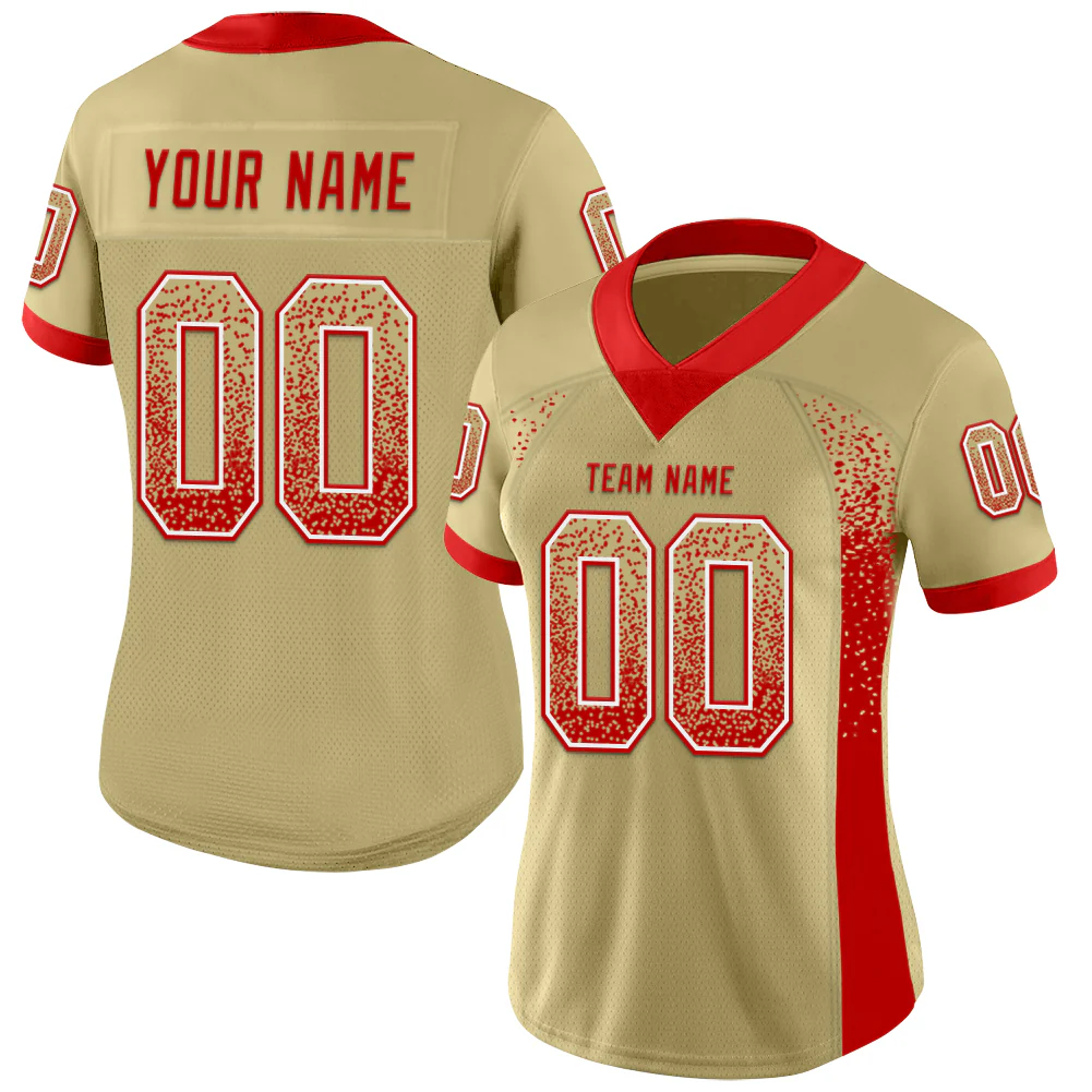 Custom Vegas Gold Red-White Drift Fashion Football Jersey