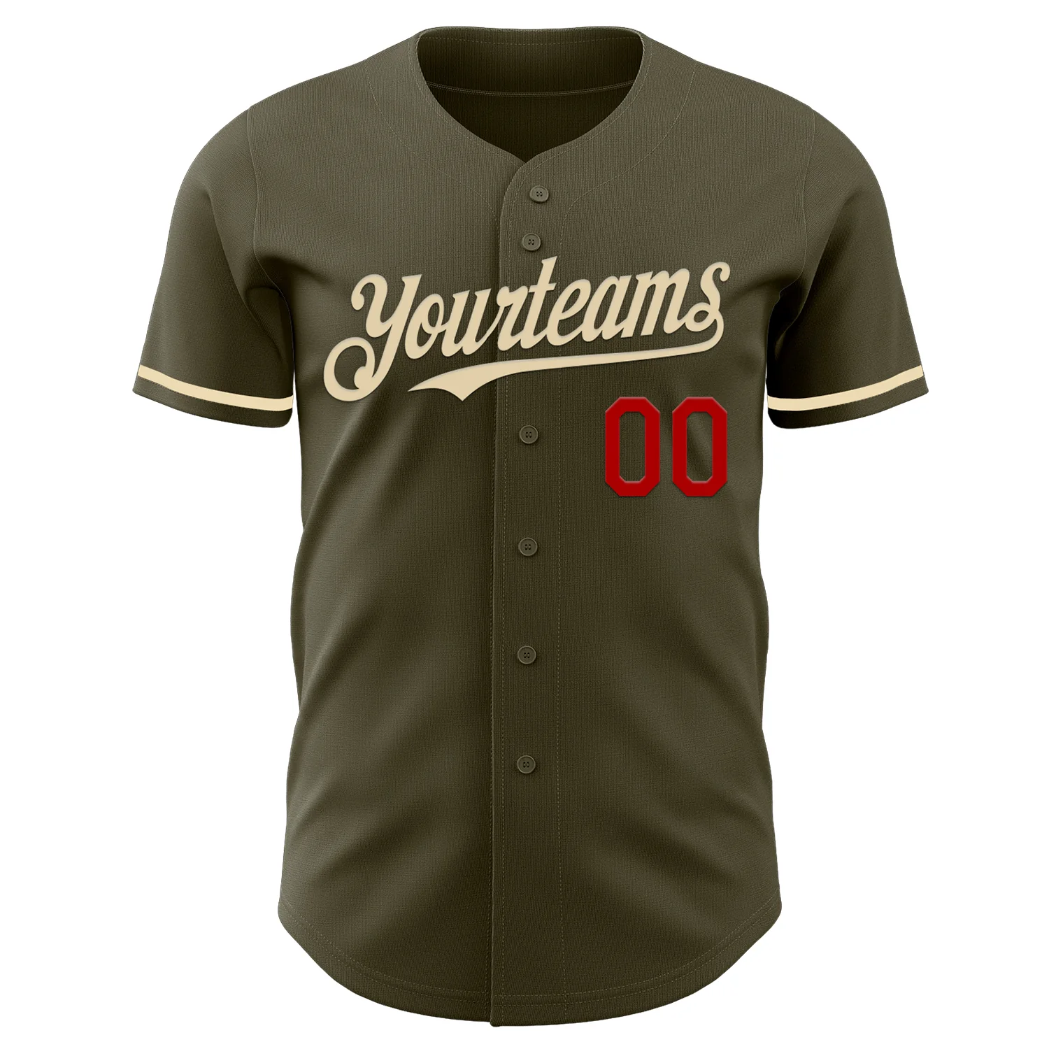 Custom Olive Cream-Red Authentic Salute To Service Baseball Jersey