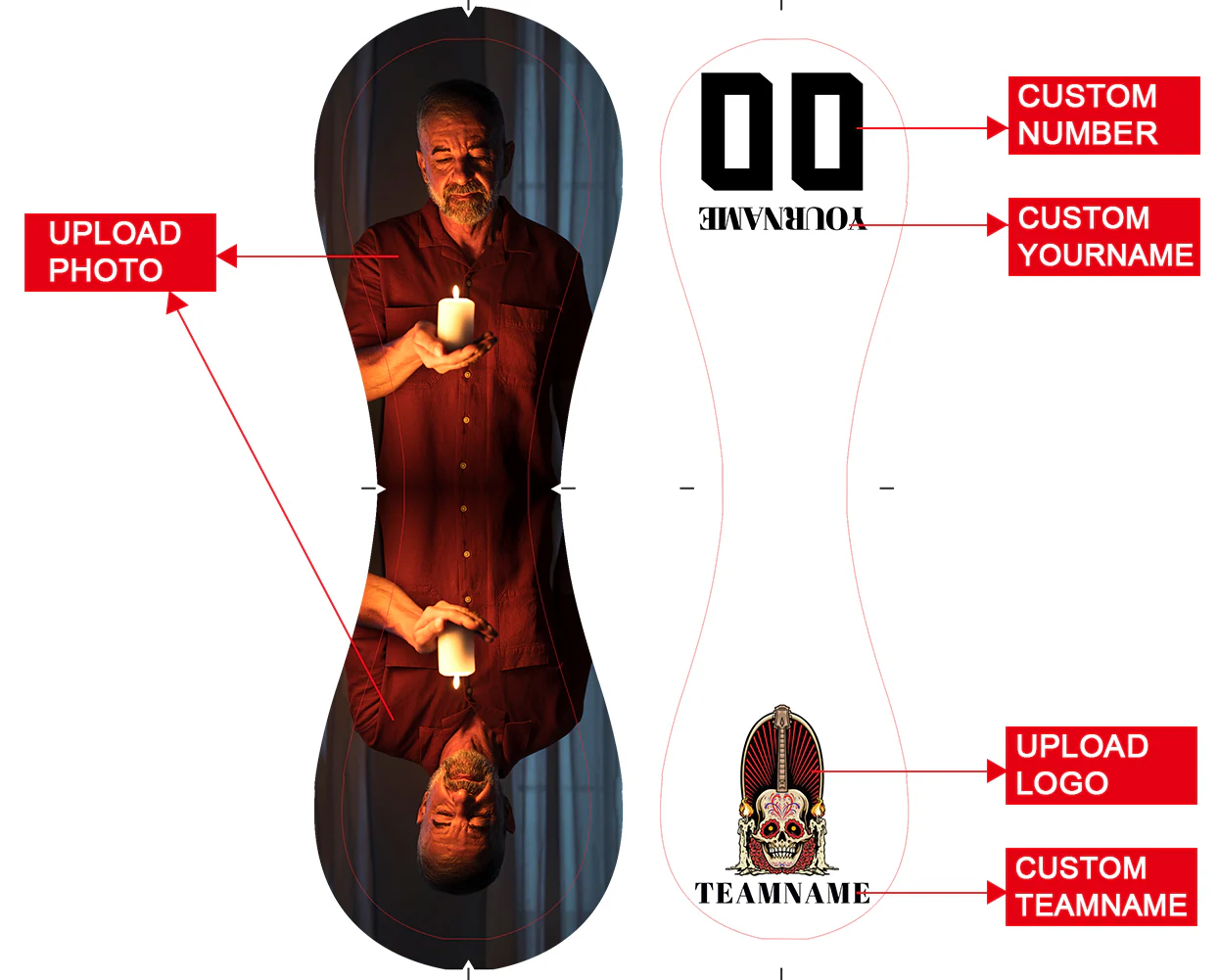 Personalized White Candle Guitar Skull Photo Baseballs