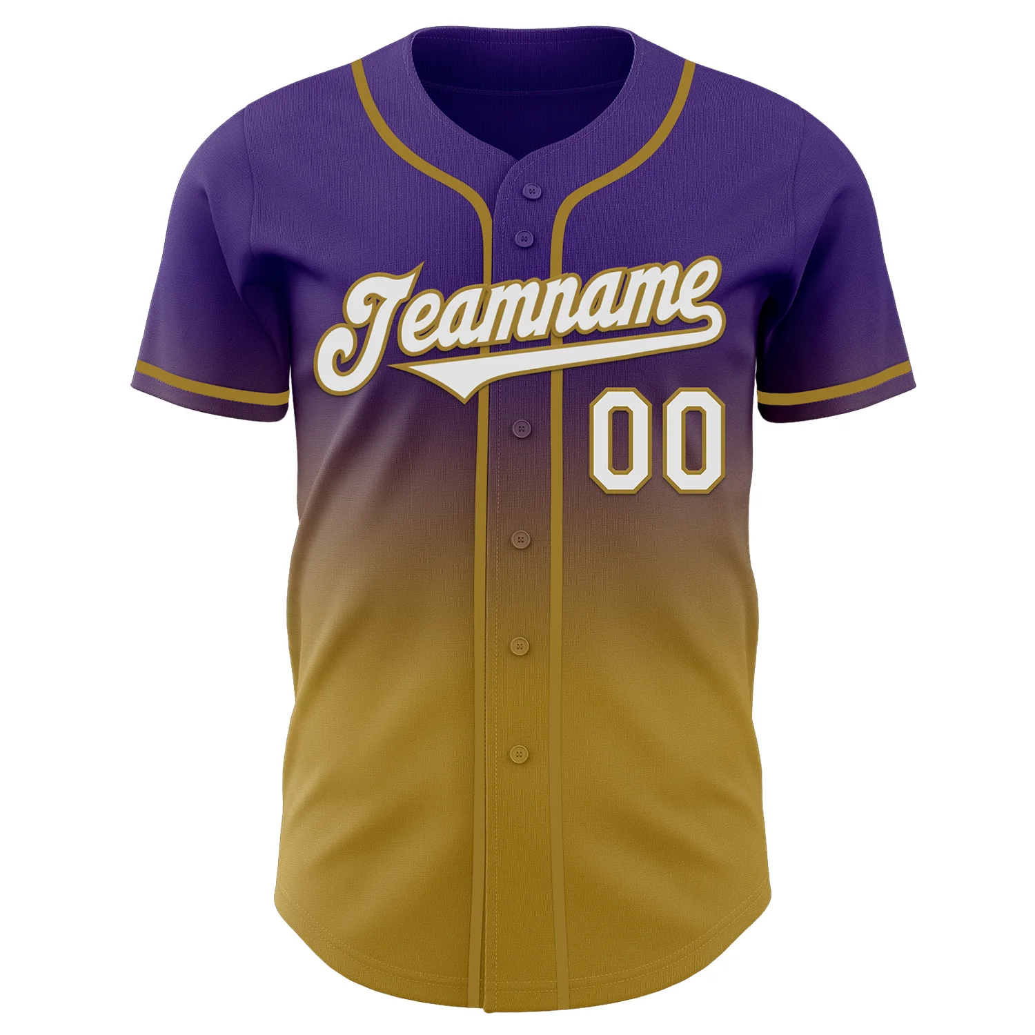 Custom Purple White-Old Gold Authentic Fade Fashion Baseball Jersey