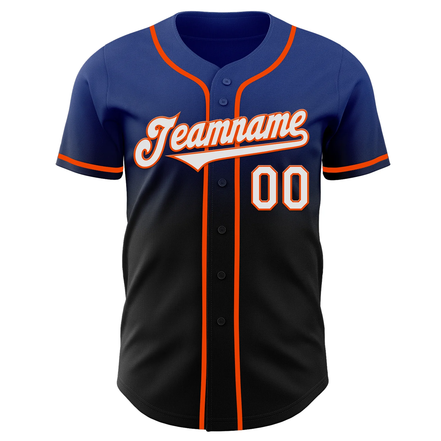 Custom Royal Black-Orange Authentic Fade Fashion Baseball Jersey