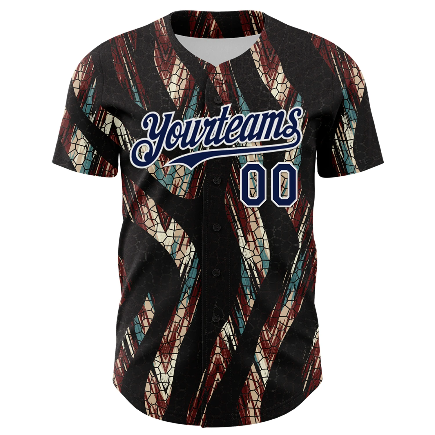 Custom Black Navy-White 3D Pattern Design Burner Costumes Animal Print Authentic Baseball Jersey