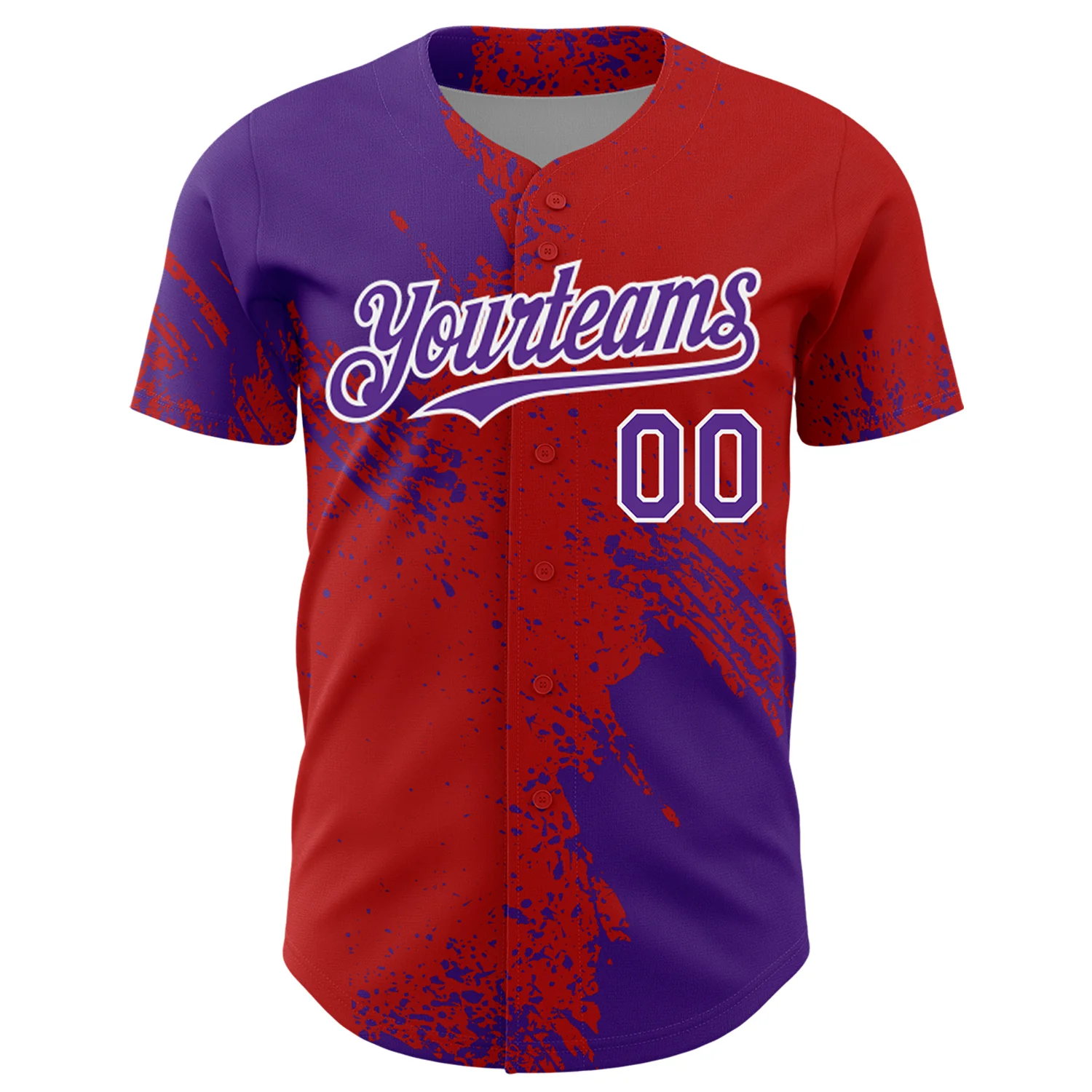 Custom Purple Red-White 3D Pattern Design Abstract Brush Stroke Authentic Baseball Jersey