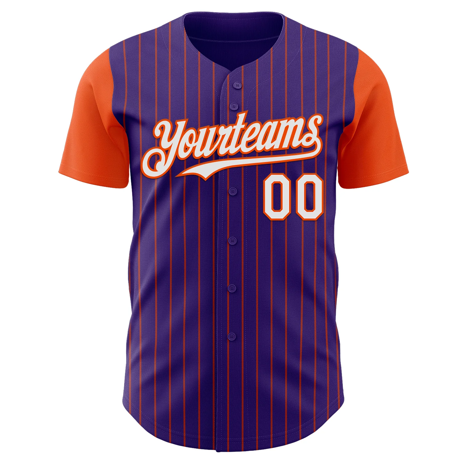 Custom Purple Orange Pinstripe White Authentic Two Tone Baseball Jersey