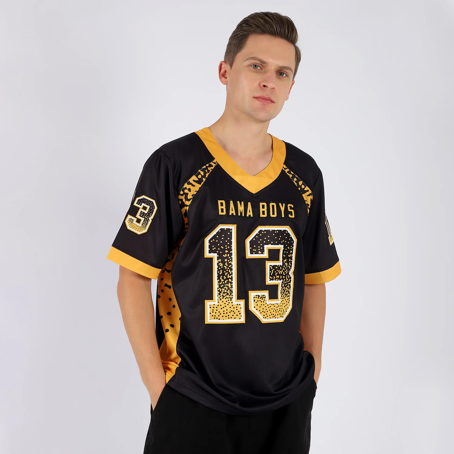Custom Black Gold-White Drift Fashion Football Jersey