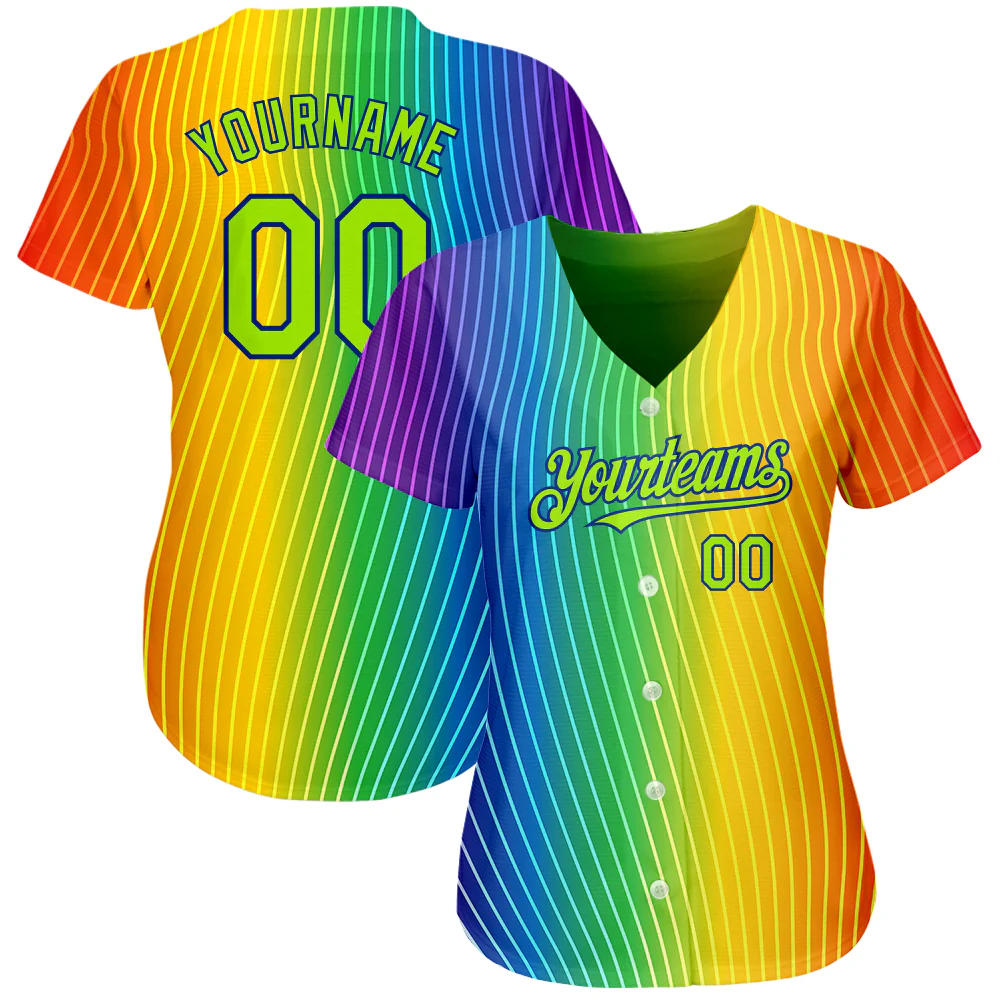 Custom Rainbow For Pride Month Love Is Love LGBT 3D Authentic Baseball Jersey
