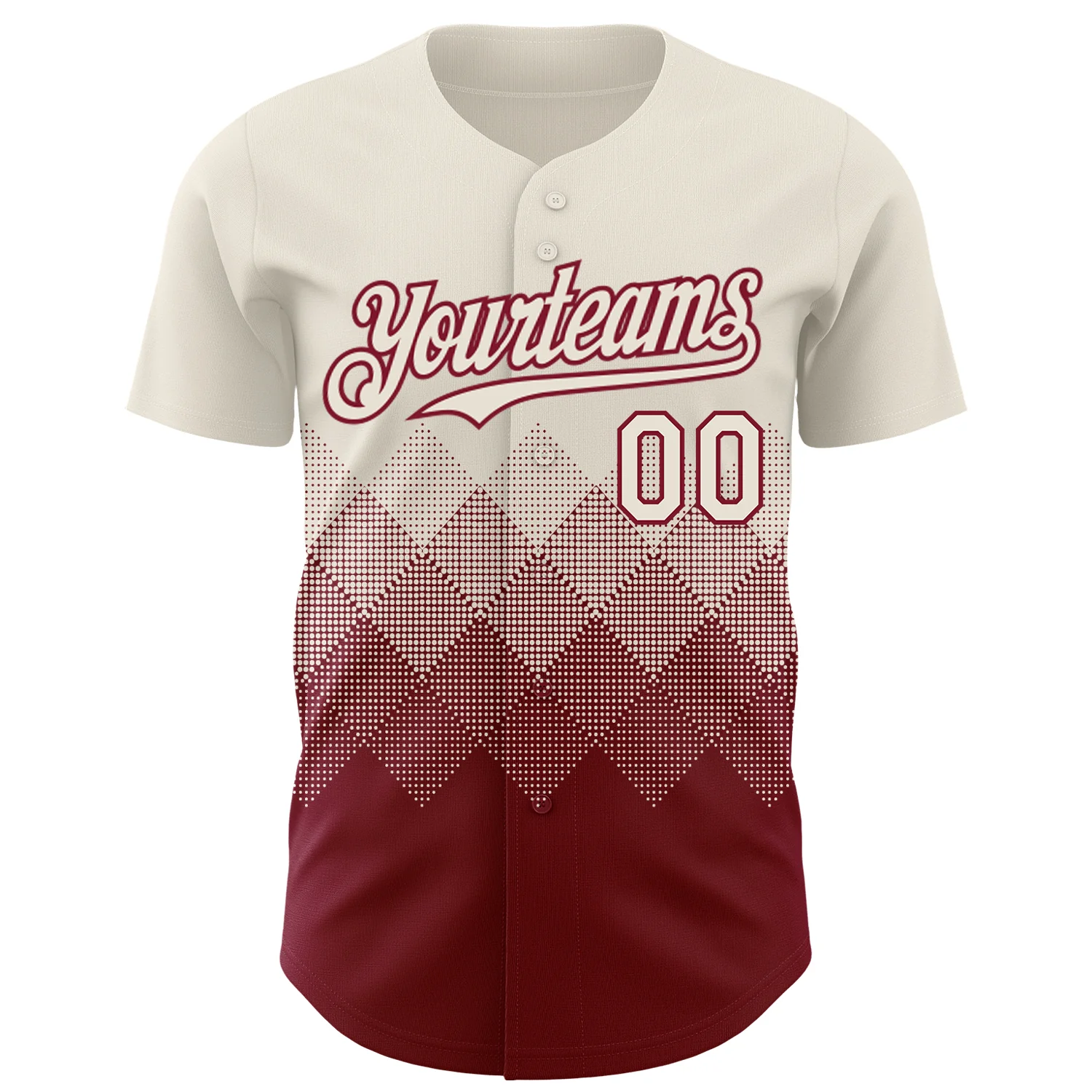 Custom Cream Crimson 3D Gradient Square Shape Authentic Baseball Jersey