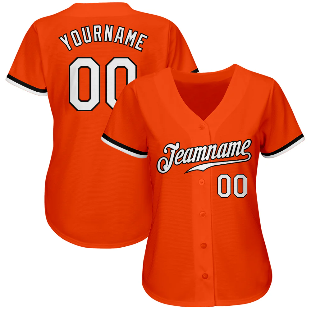 Custom Orange White-Black Authentic Baseball Jersey