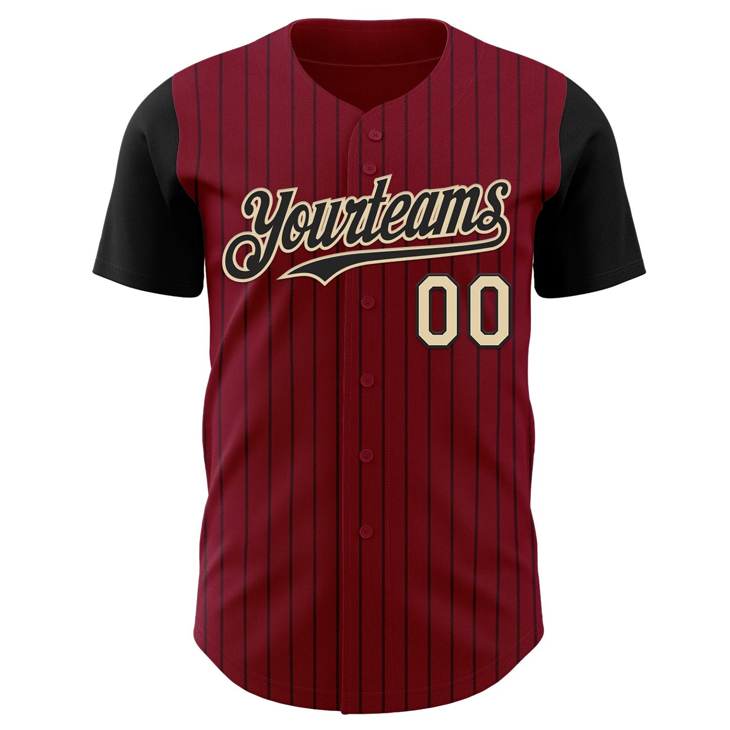 Custom Crimson Black Pinstripe Cream Authentic Two Tone Baseball Jersey