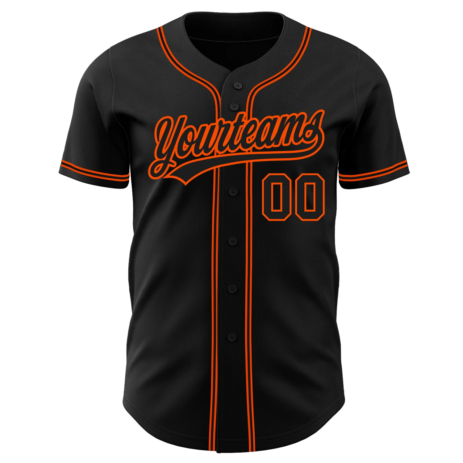 Custom Black Black-Orange Authentic Baseball Jersey