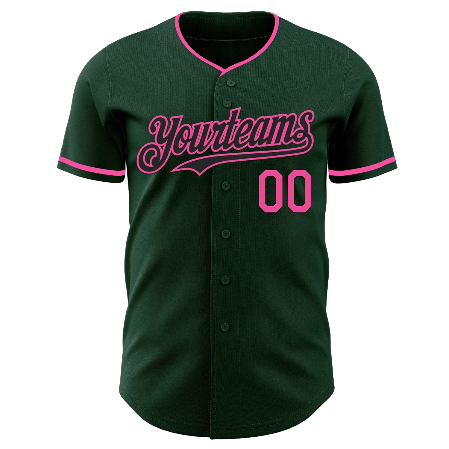 Custom Green Black-Pink Authentic Baseball Jersey
