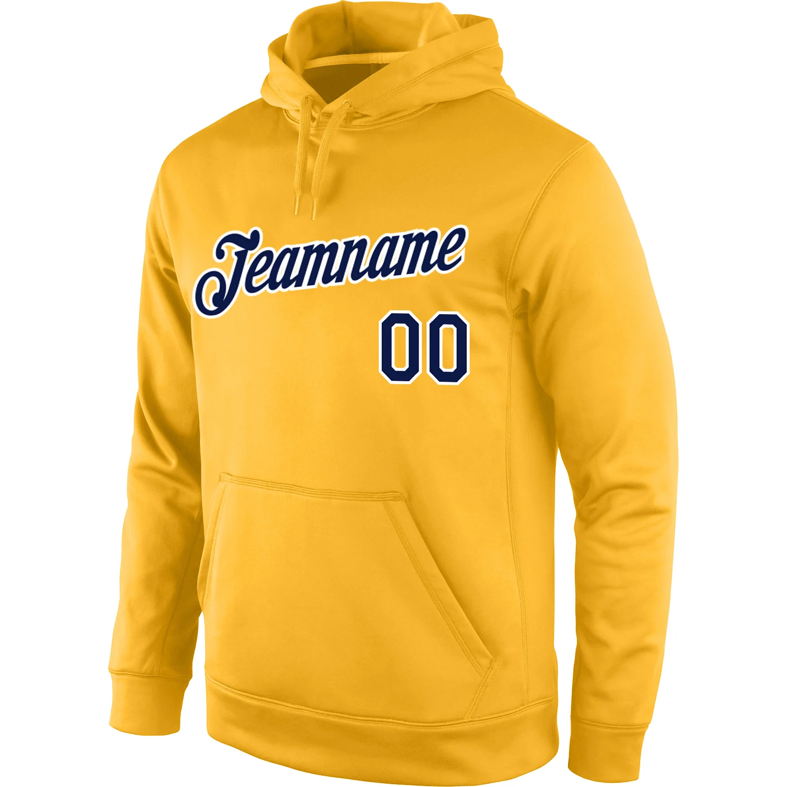Custom Stitched Gold Navy-White Sports Pullover Sweatshirt Hoodie