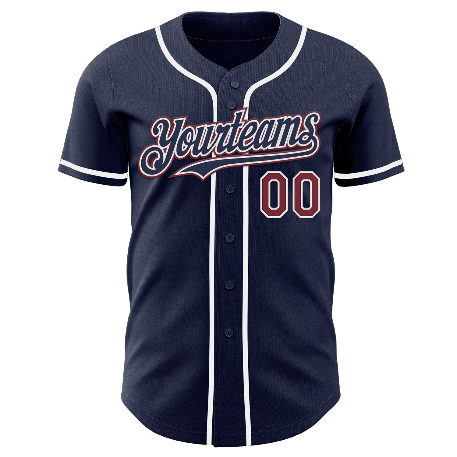 Custom Navy Burgundy-White Authentic Baseball Jersey