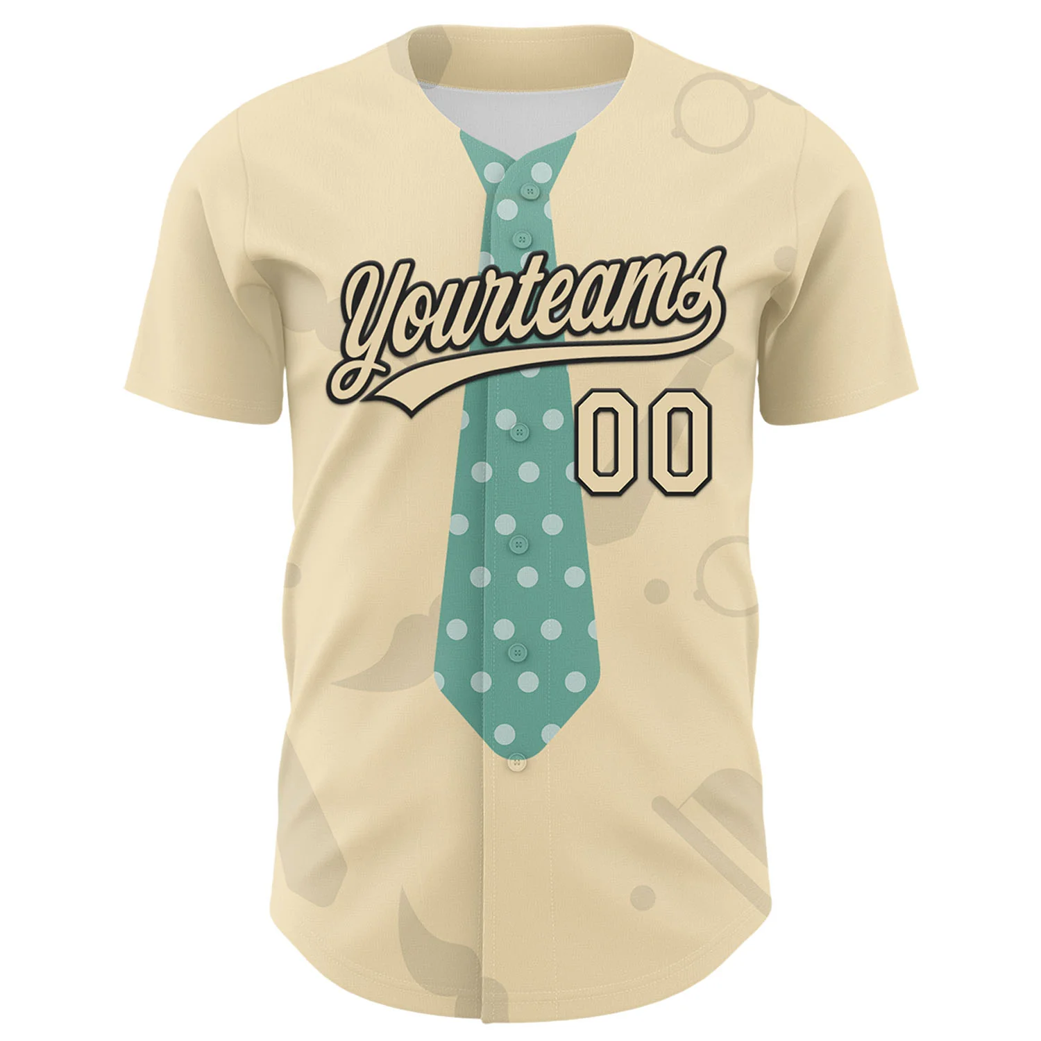 Custom Cream Black 3D Pattern Design Father's Day Tie Authentic Baseball Jersey