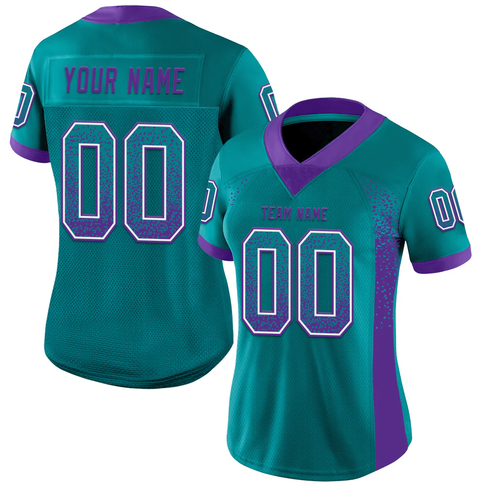 Custom Teal Purple-White Drift Fashion Football Jersey