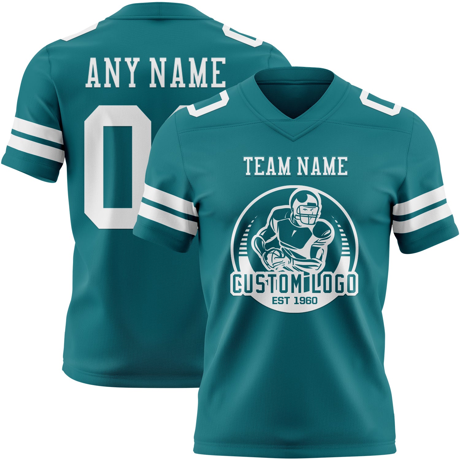 Custom Teal White Authentic Football Jersey