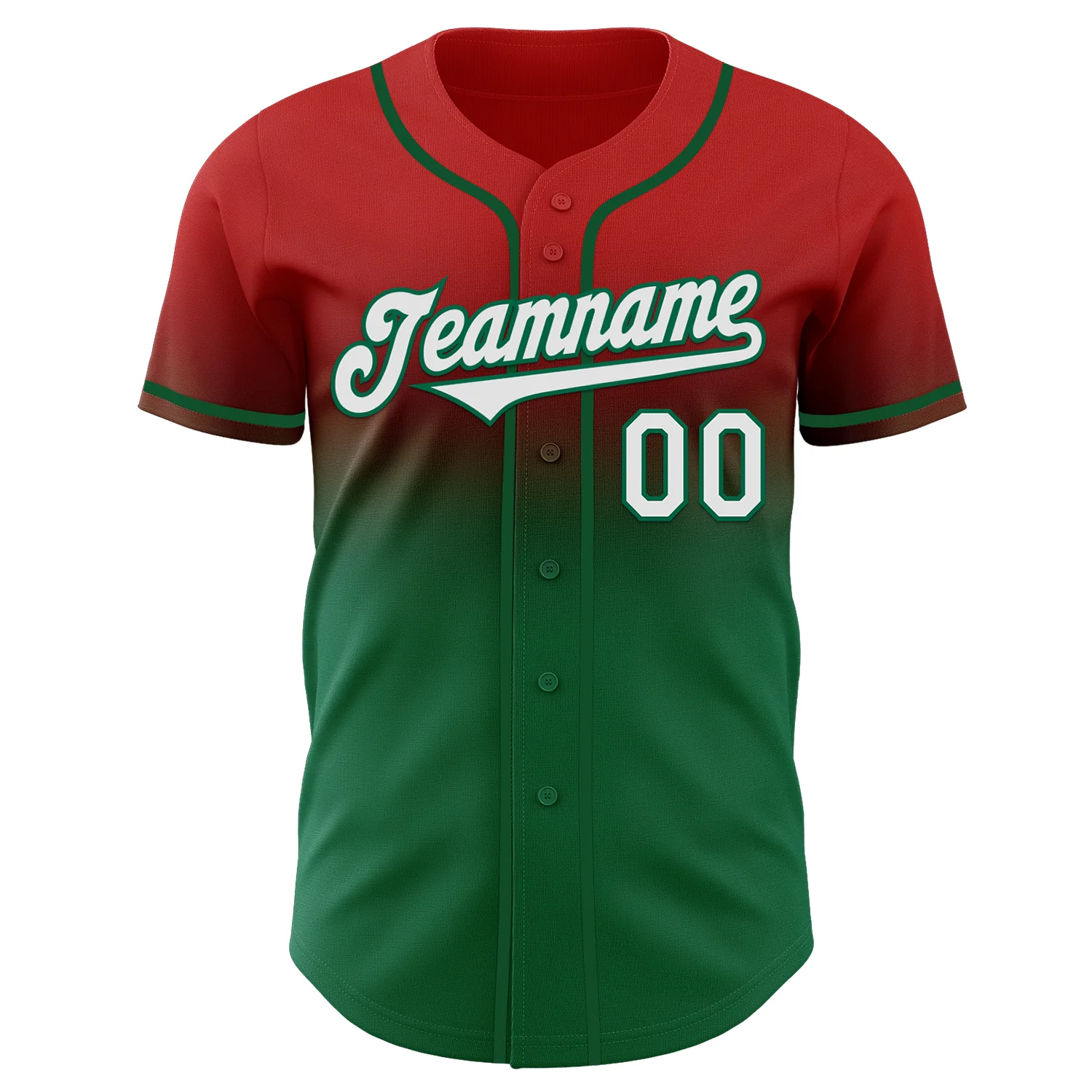 Custom Red White-Kelly Green Authentic Fade Fashion Baseball Jersey