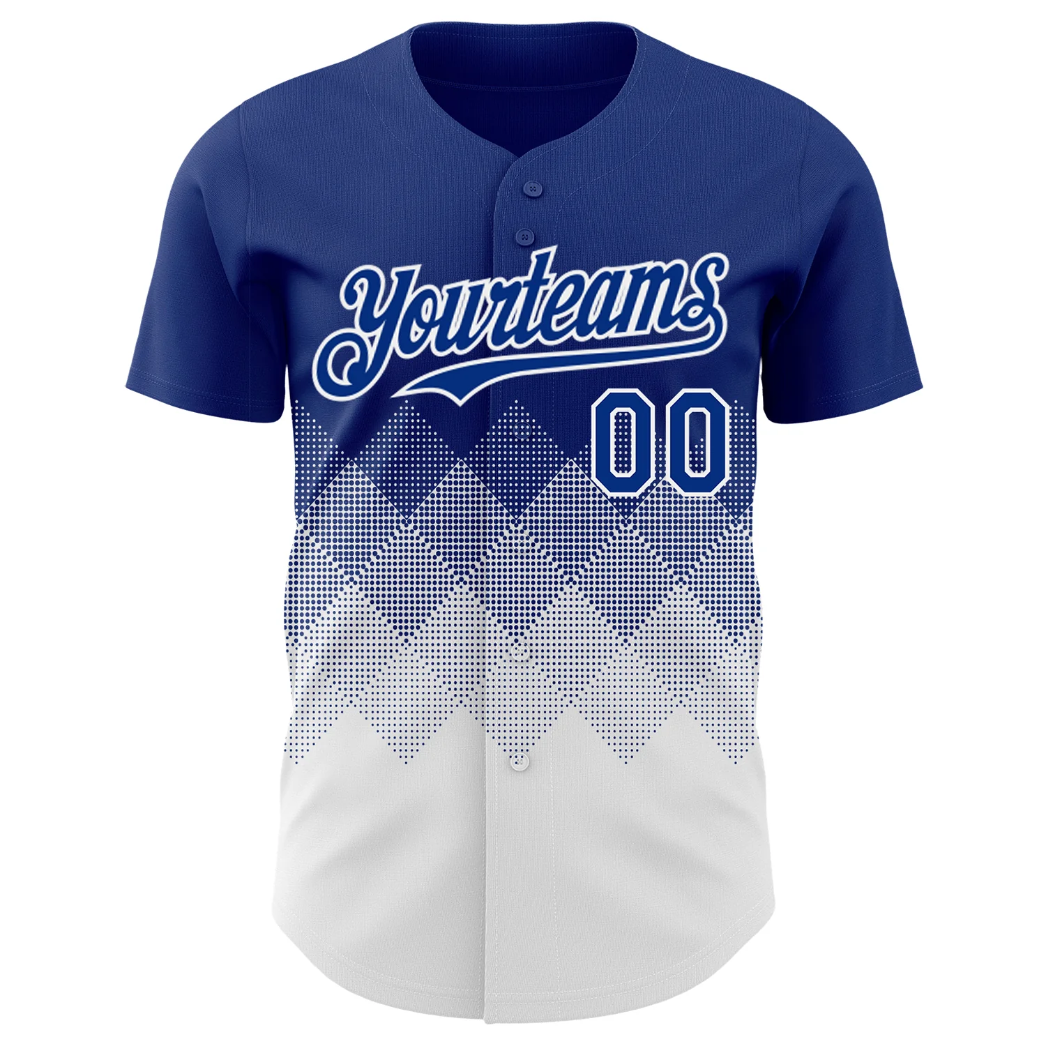 Custom Royal White 3D Gradient Square Shape Authentic Baseball Jersey