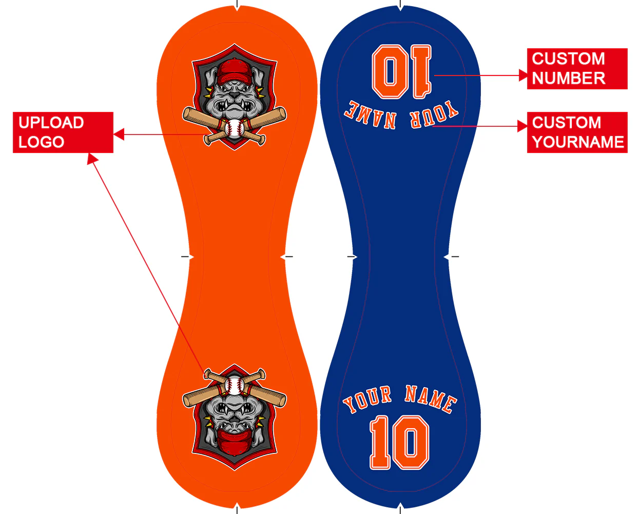 Personalized Orange Royal Half Leather Orange Authentic Baseballs