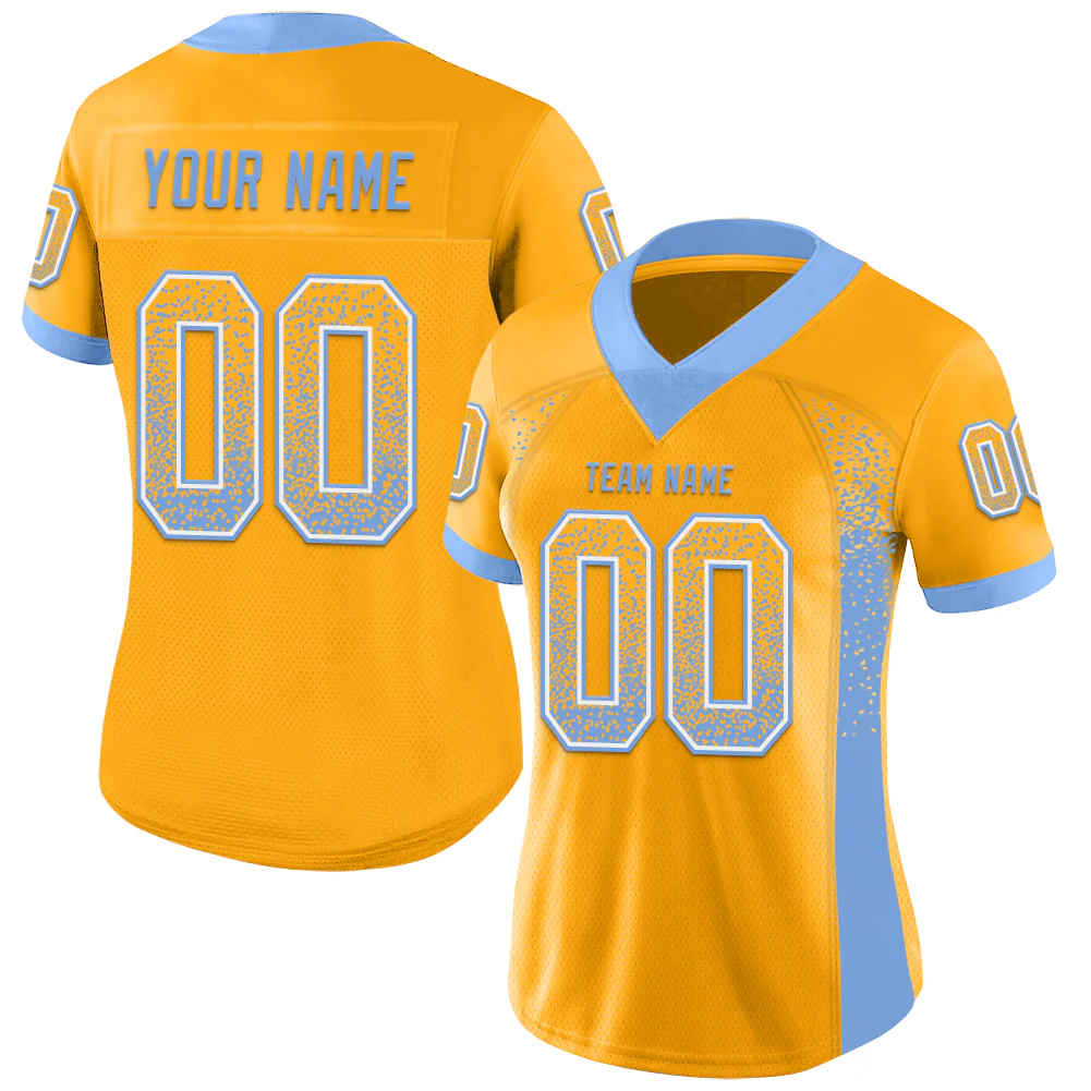 Custom Gold Powder Blue-White Drift Fashion Football Jersey