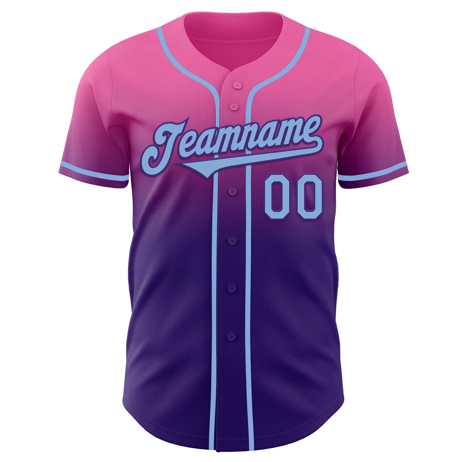 Custom Pink Light Blue-Purple Authentic Fade Fashion Baseball Jersey
