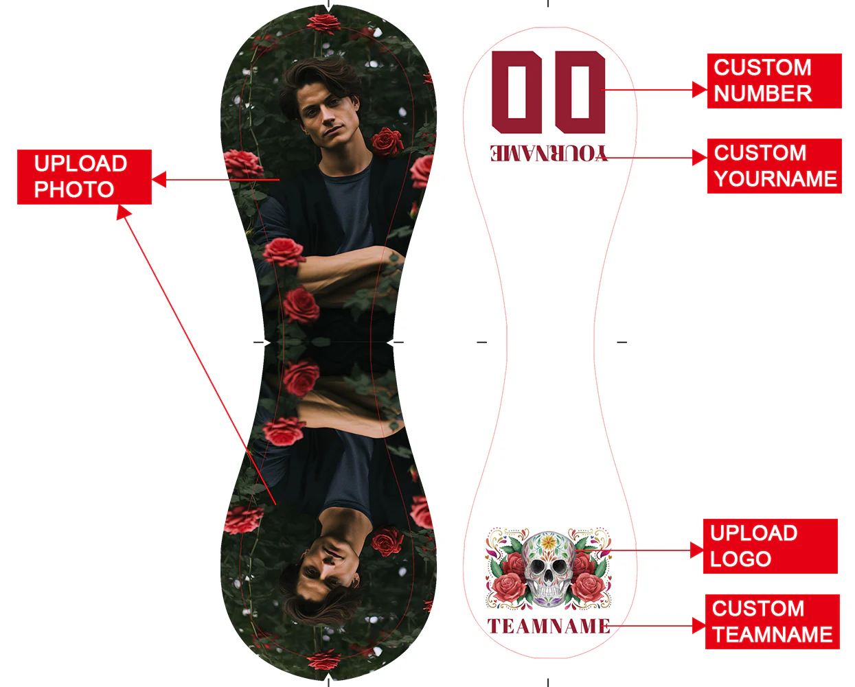 Personalized White Red Rose Skull Photo Baseballs