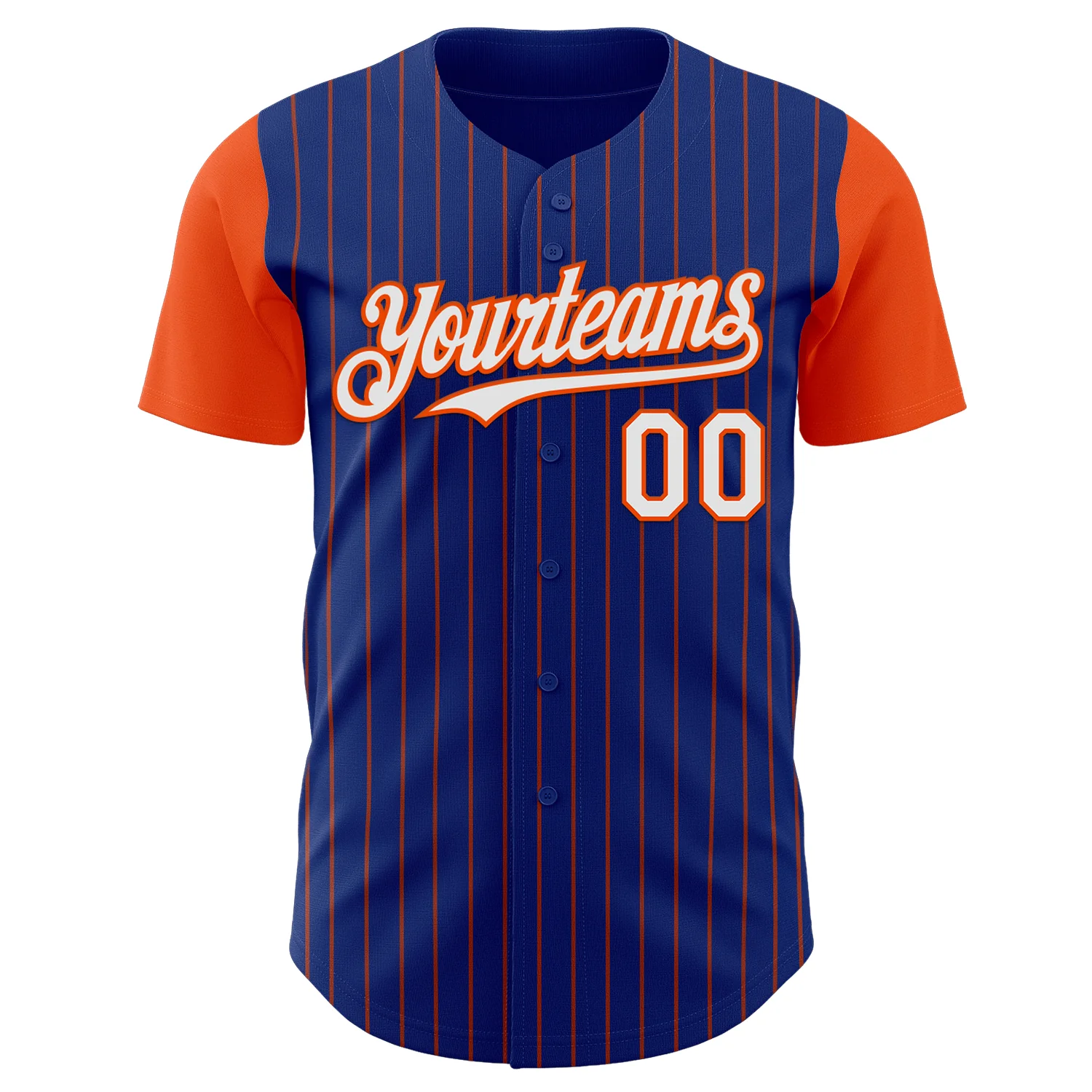 Custom Royal Orange Pinstripe White Authentic Two Tone Baseball Jersey
