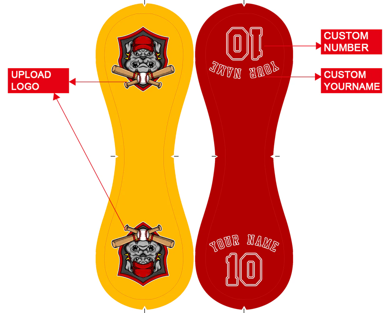 Personalized Gold Red Half Leather Red Authentic Baseballs