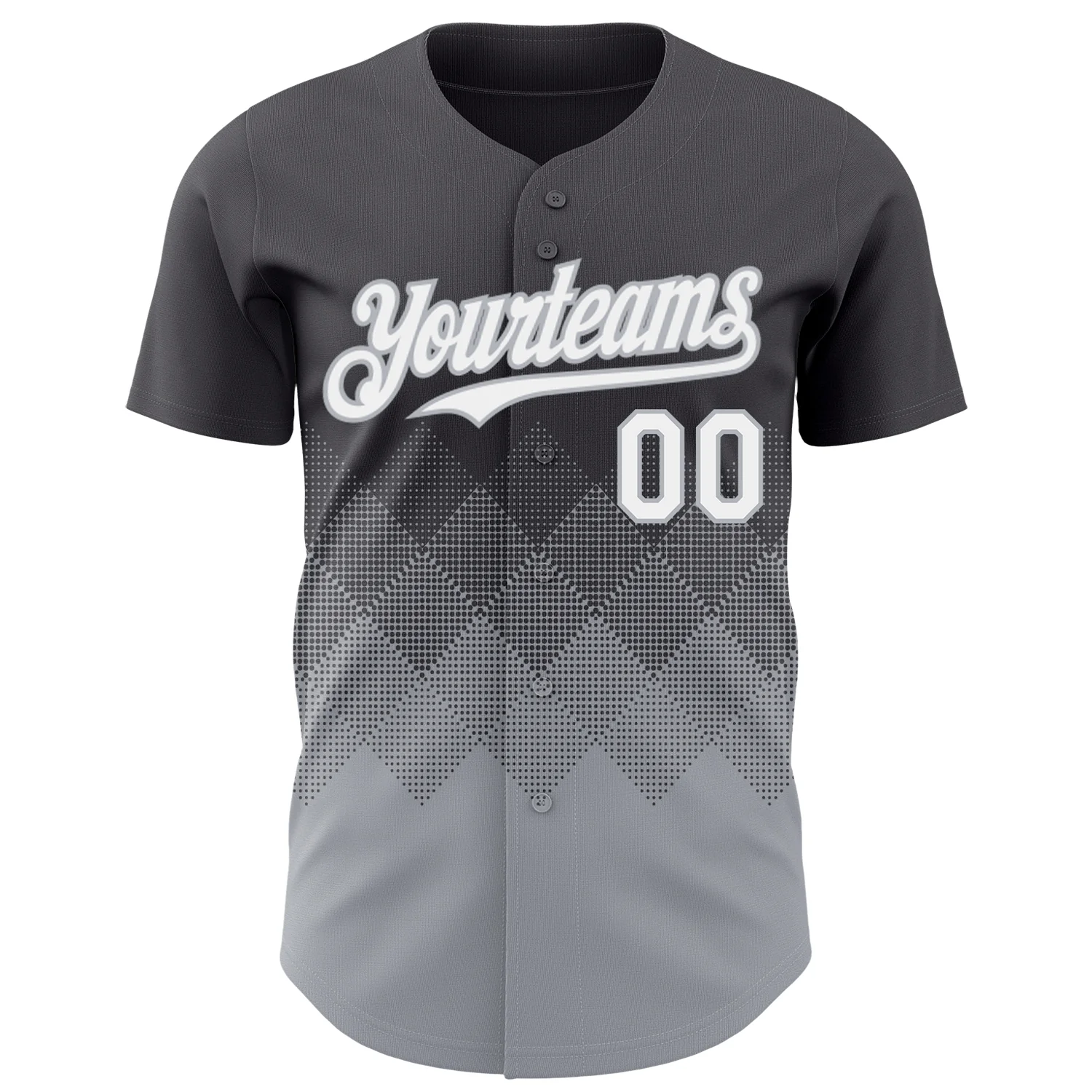 Custom Steel Gray White-Gray 3D Gradient Square Shape Authentic Baseball Jersey