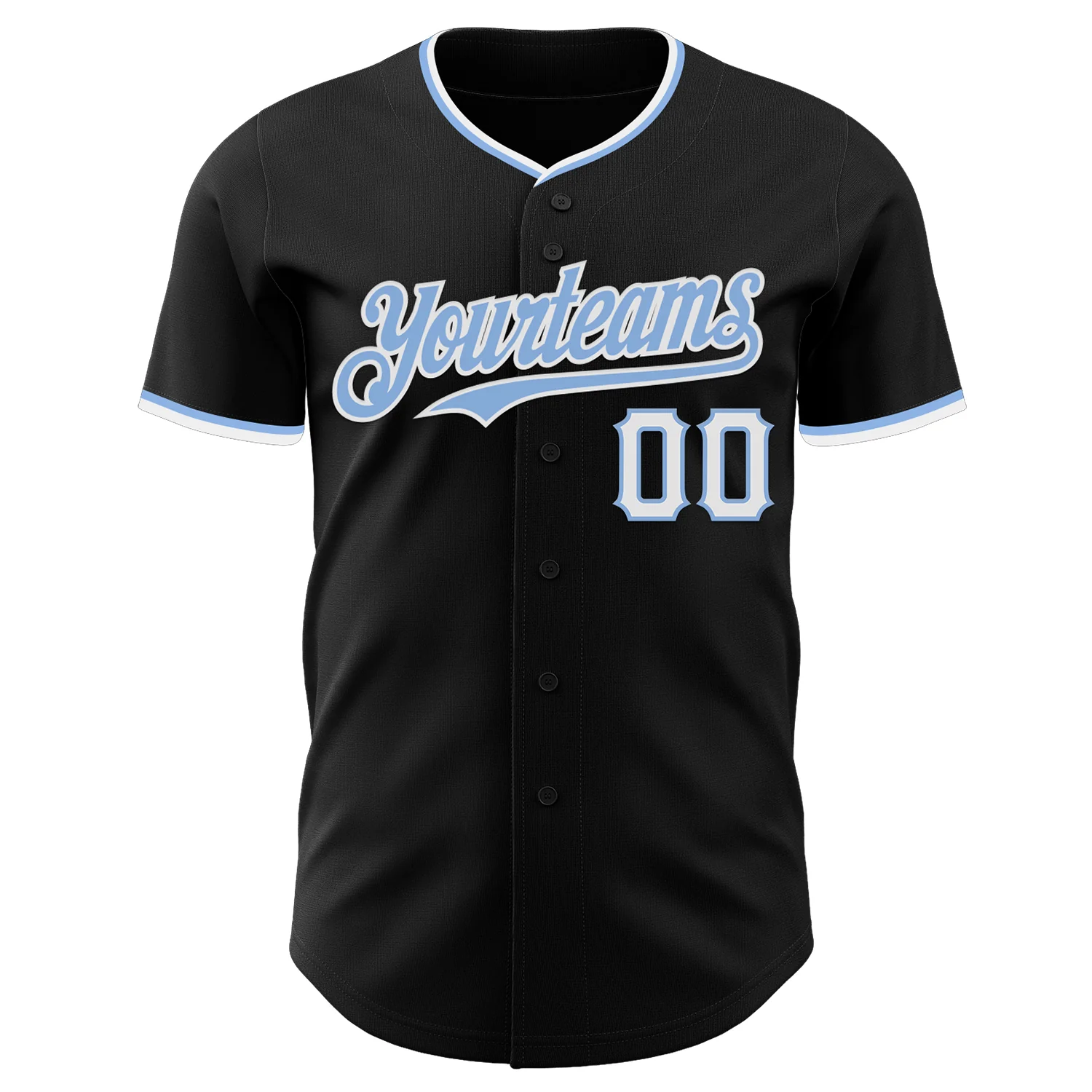 Custom Black Light Blue-White Authentic Baseball Jersey