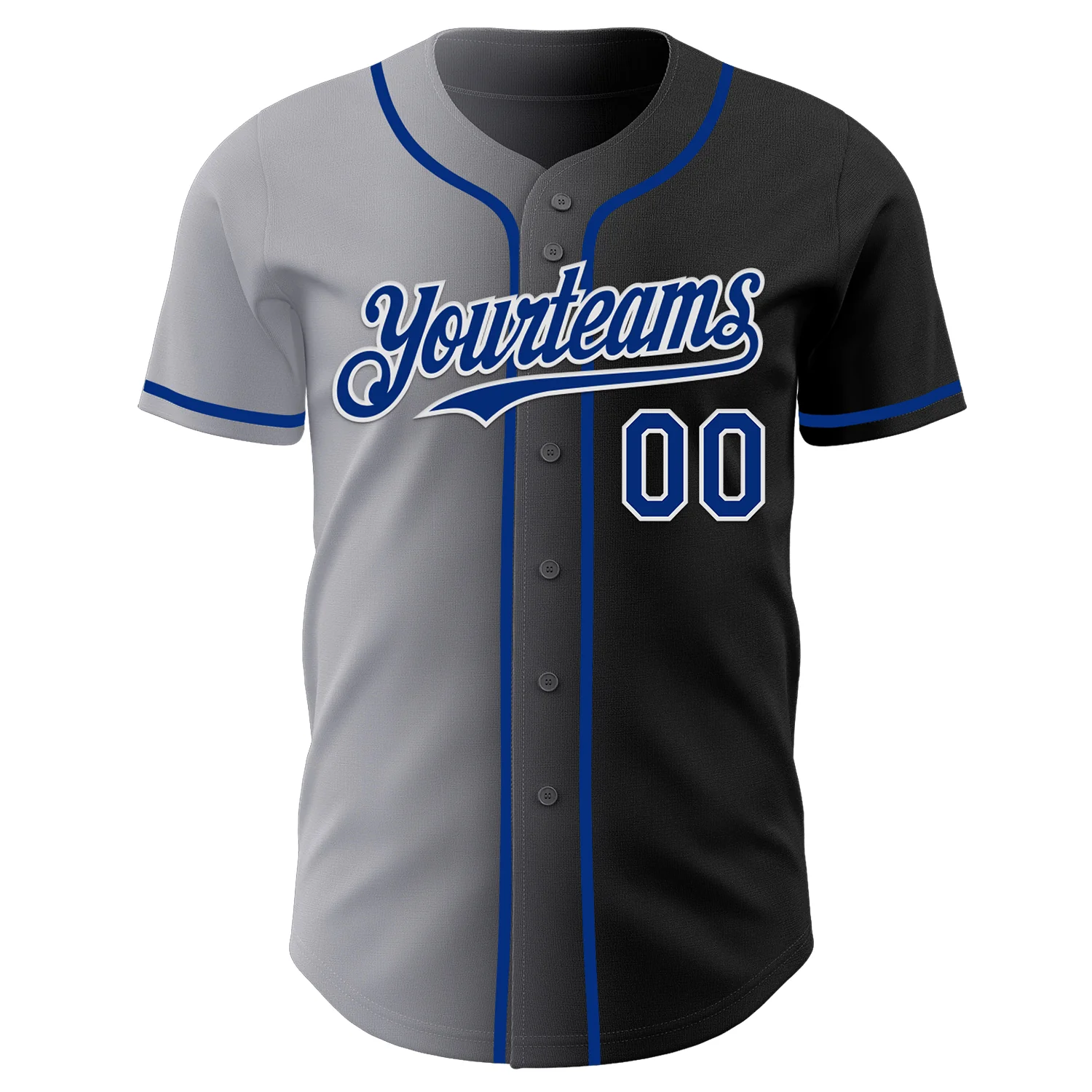 Custom Black Royal Gray-White Authentic Gradient Fashion Baseball Jersey